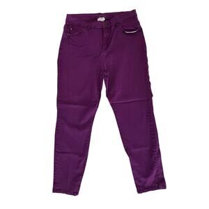Jaclyn Smith Mid Rise Tapered Legs Purple Jeans 14 Colored Ankle Casual 90s